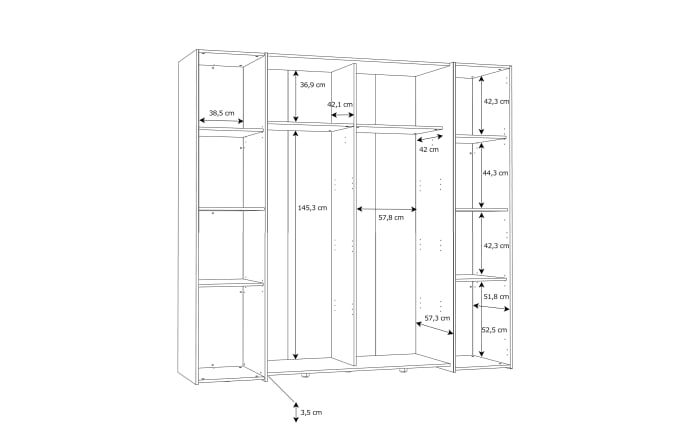 Kleiderschrank Kalixtus, schwarz/weiß, 200 x 190,5 cm-08