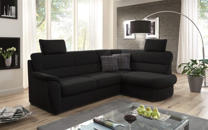 Wohnlandschaft Pandora, schwarz, Ottomane rechts-01