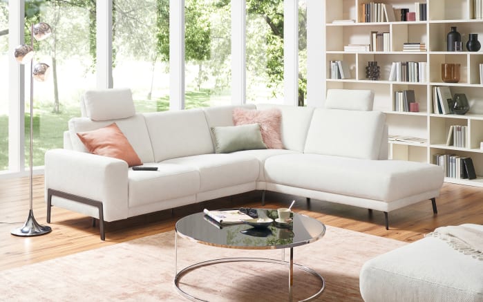 Ecksofa Akiro, weiß, inkl. Funktionen