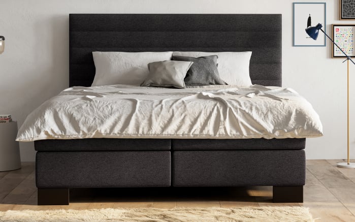 Boxspringbett Linea, anthrazit, 180 x 200 cm, Härtegrad 2 und 3, Kopfteilhöhe 113 cm-02