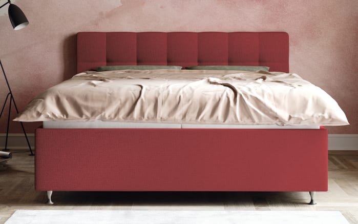 Polsterbett Quadra in Jaquard Coral, Matratzen 1 x Härtegrad 2, 1 x Härtegrad 3, Liegefläche ca. 180 x 200 cm-02