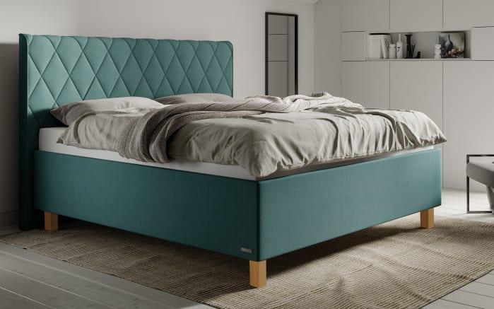 Polsterbett Brilliant, hellblau, 160 x 200 cm, Härtegrad 2 und 3-01
