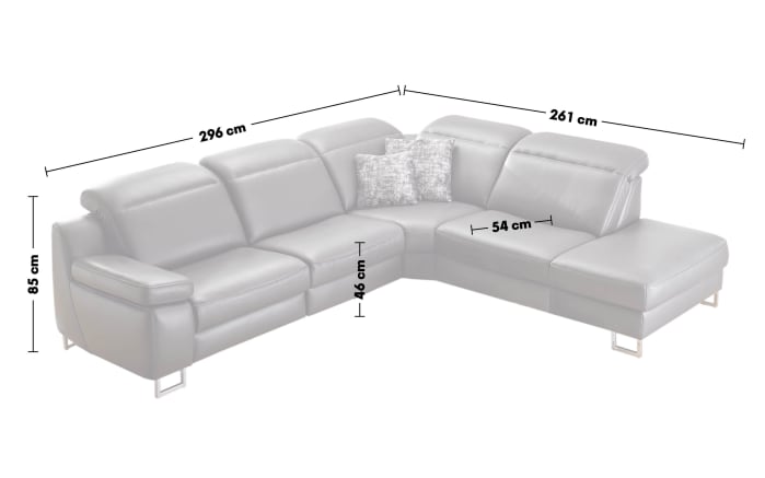 Leder Wohnlandschaft HU-RL16013, anthrazit, inkl. Kopfteilverstellungen-02