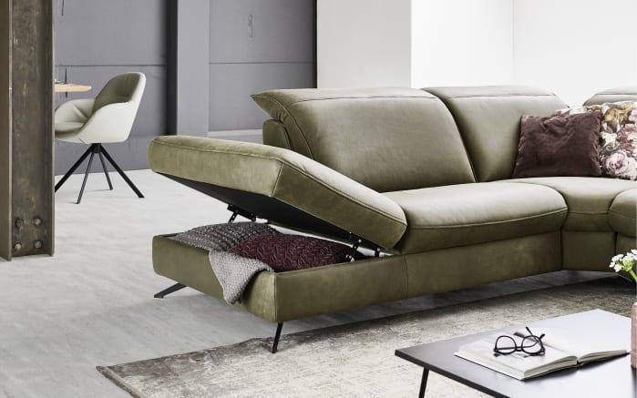 Leder Wohnlandschaft HU-RL17008, olive, inkl. Funktionen-06