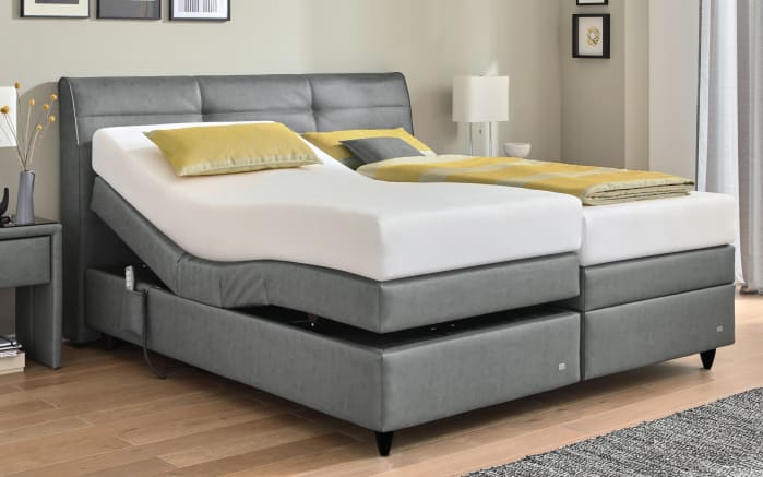 Motor-Boxspringbett Minerva, Leatherlook grau, 180 x 200 cm, Härtegrad 2 und 3-04