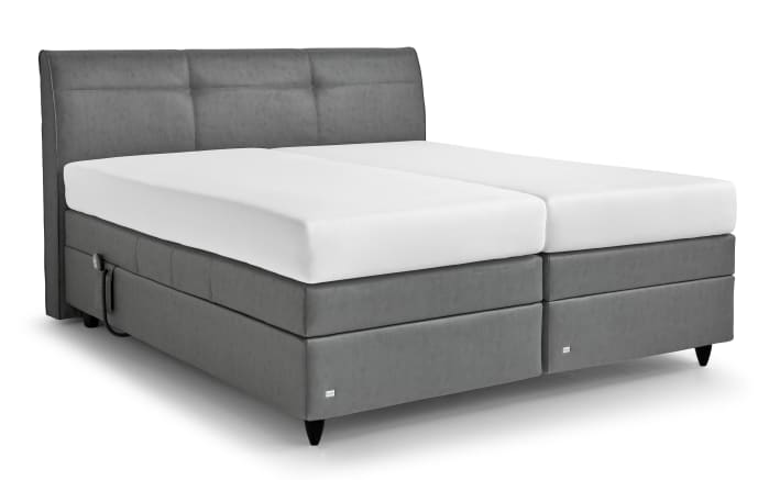 Motor-Boxspringbett Minerva, Leatherlook grau, 180 x 200 cm, Härtegrad 2 und 3-03