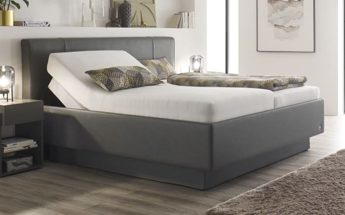 Boxspringbett Silva, Leatherlook, anthrazit, 180 x 200 cm, Härtegrad 2 und 3-03