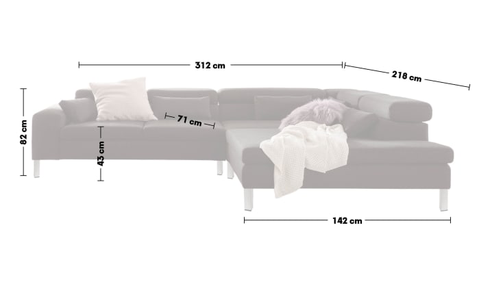 Wohnlandschaft Felicia, anthrazit, inkl. Kopfteilverstellungen-03