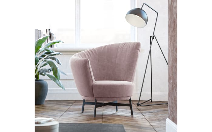 Sessel Kleo, pink, Fuß schwarz matt-01