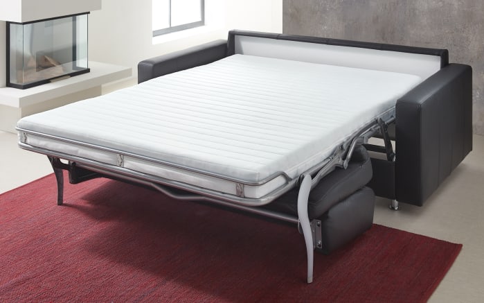 Leder-Schlafsofa Messina in schwarz mit Chromfüßen-02