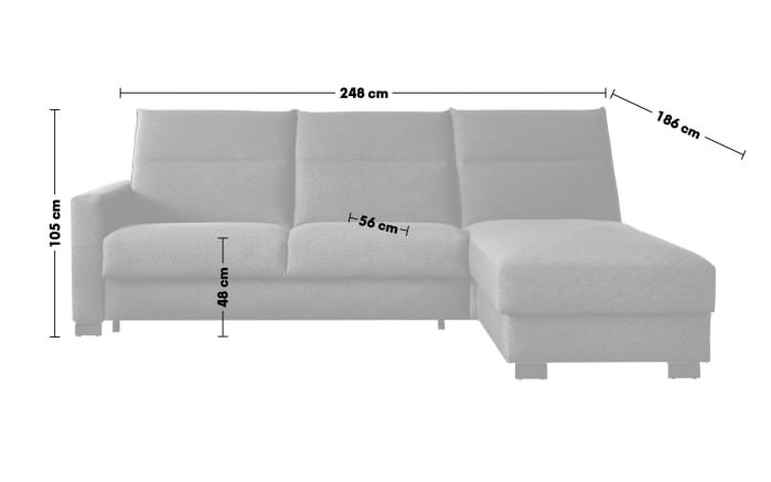 Schlafsofa Florenz, anthrazit, inkl. Longchair, 140 x 208 cm-05