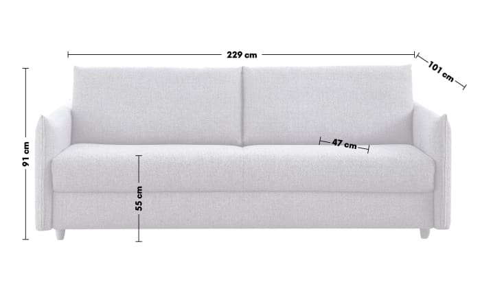 Schlafsofa Grande, blaugrau, 180 x 200 cm, mit Lattenrost und Matratze-04