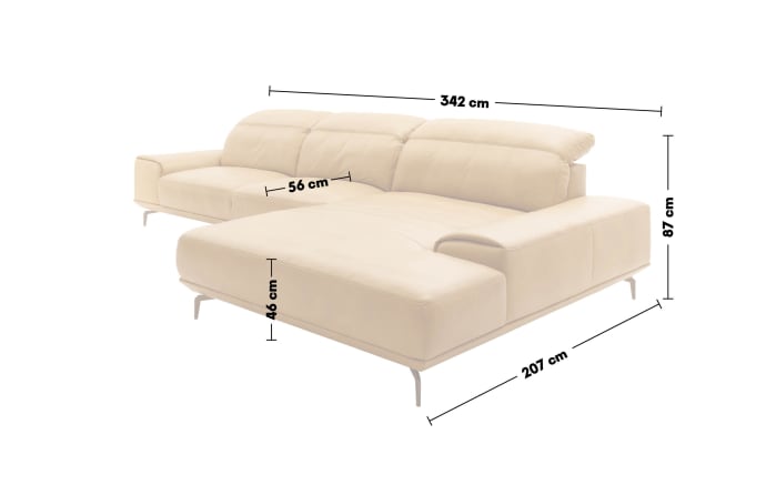 Wohnlandschaft MR 2490, kurkuma, Longchair rechts-06