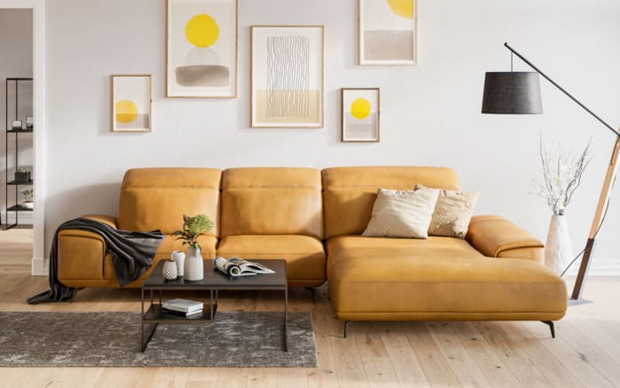 Wohnlandschaft MR 2490, gelb, Longchair rechts, inkl. Funktionen  