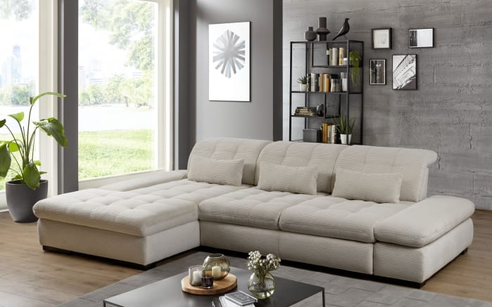 Wohnlandschaft Santa Fe Cord XC, creme inkl. Schwenkrücken-01