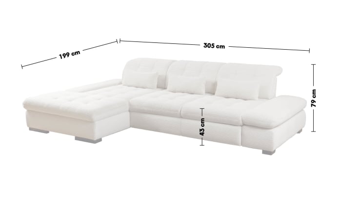 Wohnlandschaft Santa Fe Cord XC, creme inkl. Schwenkrücken-03