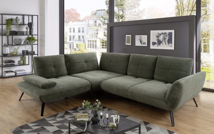 Wohnlandschaft Dover Cord, grün, inkl. Schwenkrücken-01