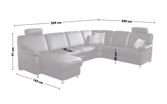 Leder Wohnlandschaft PN-EM06001, schwarz, Canape links, inkl. Kopfstützen-02