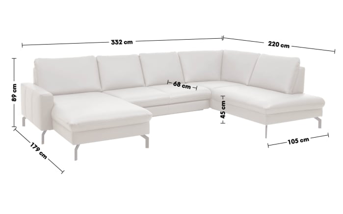 Leder Wohnlandschaft PN-EM20028, grau-03