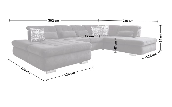 Wohnlandschaft MP-IN17004, schwarz, Canape links-09