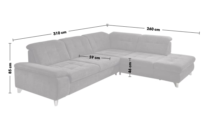 Wohnlandschaft MP-XP19044, schwarz, Anstellhocker rechts -03