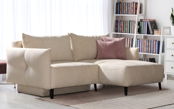 Eckschlafsofa Landon, beige, Liegefläche 135 x 200 cm-01
