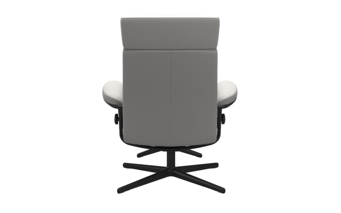 Leder Ruhesessel Tokyo mit Hocker, grau/schwarz-03