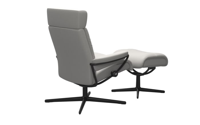 Leder Ruhesessel Tokyo mit Hocker, grau/schwarz-04