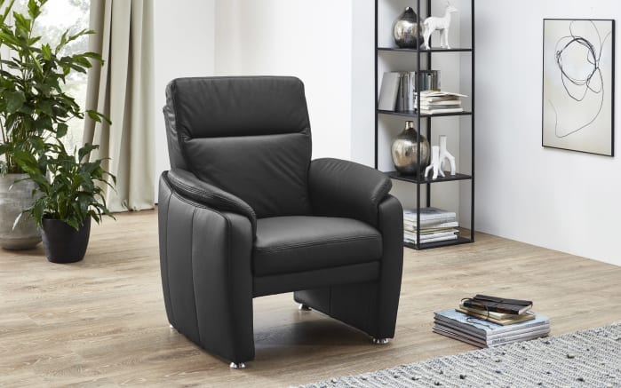 Leder Garnitur Bornholm, anthrazit, inkl. Sessel-02