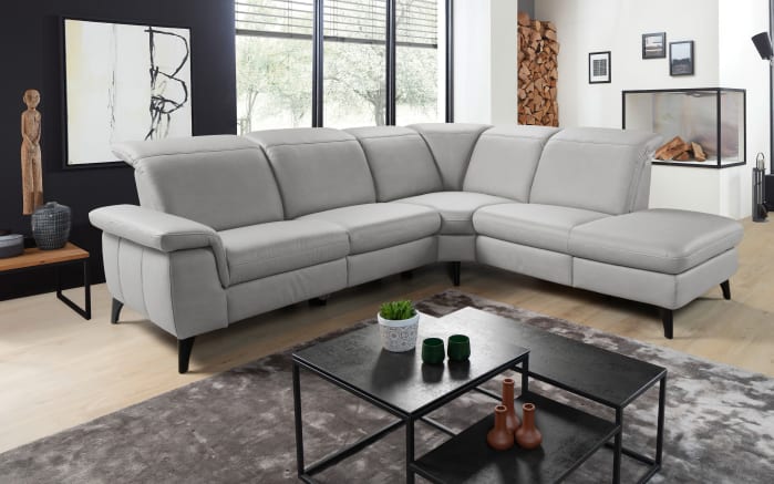 Ecksofa Magma, silber, inkl. Funktionen-01
