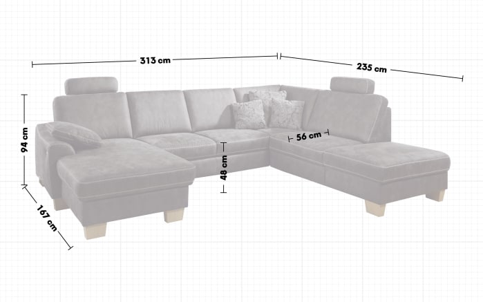 Wohnlandschaft ZE-EM15049, grau, 1,5-Sitzer rechts-02