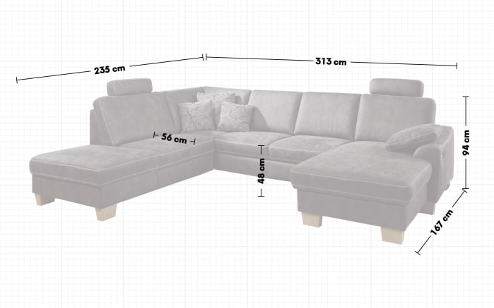 Wohnlandschaft ZE-EM15049, grau, 1,5-Sitzer links, inkl. Funktionen-06