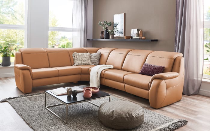 Leder Wohnlandschaft Palisa, honigfarbend, inkl. Funktionen-01