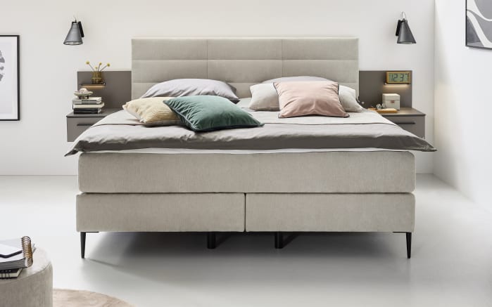 Boxspringbett Eforma, creme, 180 x 200 cm, Härtegrad 3/3-01