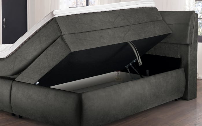 Boxspringbett Diamanti, anthrazit, 180 x 200 cm, Härtegrad 2-03