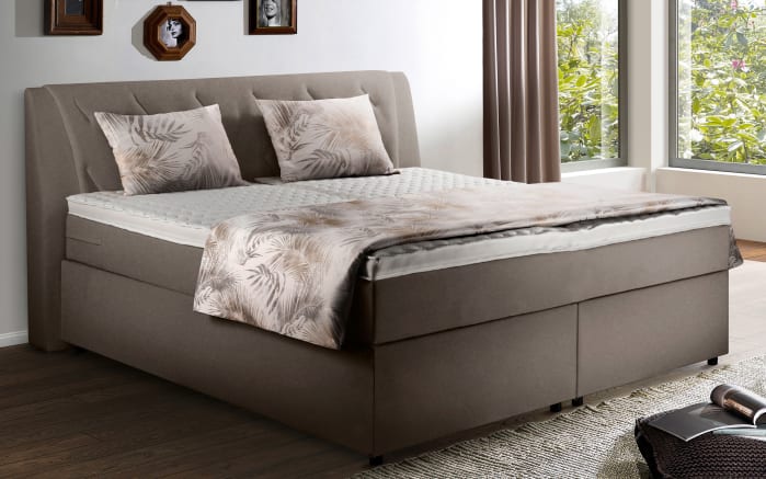 Boxspringbett Diamanti, granit, 200 x 200 cm, Härtegrad 2