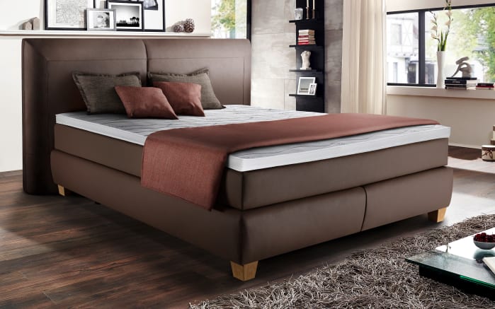 Boxspringbett Aryelle 300, schlamm, 180 × 200 cm, Härtegrad 2 und 3