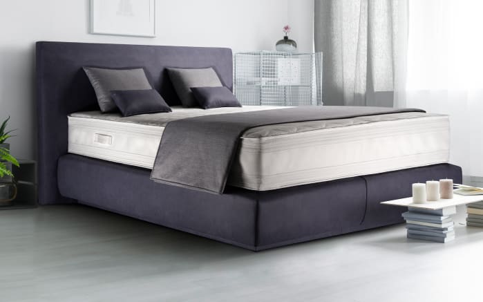 Boxspringbett Sinfonie, graublau, 180 x 200 cm, Härtegrad 2-01