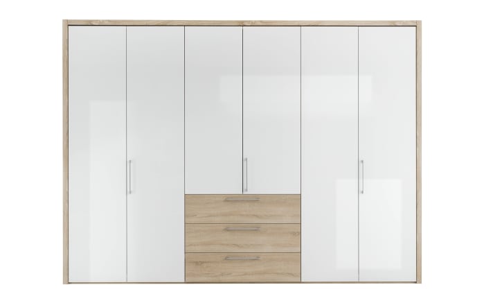 Schlafzimmer Solo Nova, Bianco weiß/Eiche Macao-Nachbildung, 180 x 200 cm, Schrank 300 x 223 cm-02