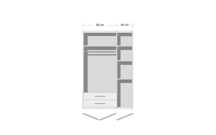 Drehtürenkleiderschrank Alvor, alpinweiß/grau-metallic, 136 cm-03