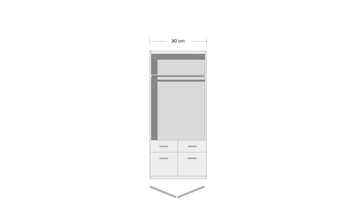 Drehtürenschrank Celle, weiß, 91 cm-02