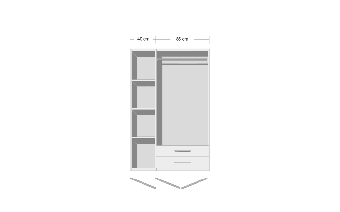 Drehtürenkleiderschrank Rasant, alpinweiß, 127 x 188 cm-02