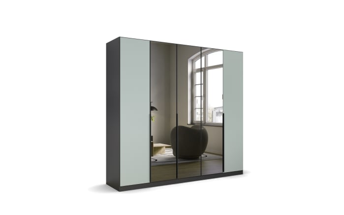Drehtürenschrank Skyla, graumetallic/salbei, 226 x 210 cm-01