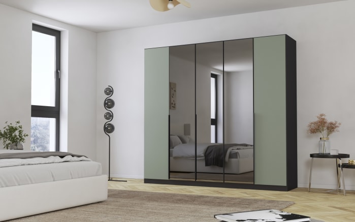 Drehtürenschrank Skyla, graumetallic/salbei, 226 x 210 cm-04