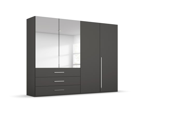 Drehtürenkleiderschrank Montclar, graphit matt, 200 x 223 cm, inkl. 2 Spiegeltüren und 3 Schubkästen-02
