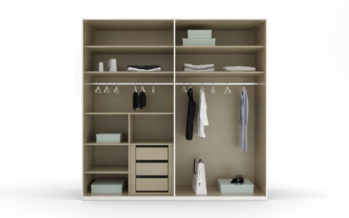 Drehtürenschrank Skat, graphit/Farbglas basalt, 201 x 223 cm-05