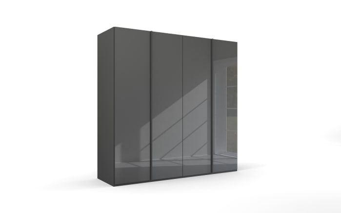 Drehtürenschrank Skat, graphit/Farbglas basalt, 201 x 223 cm-02