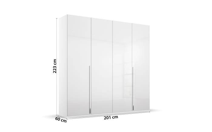 Drehtürenkleiderschrank Montclar, Hochglanz weiß, 200 x 223 cm, inkl. umfangreicher Zusatzausstattung-06