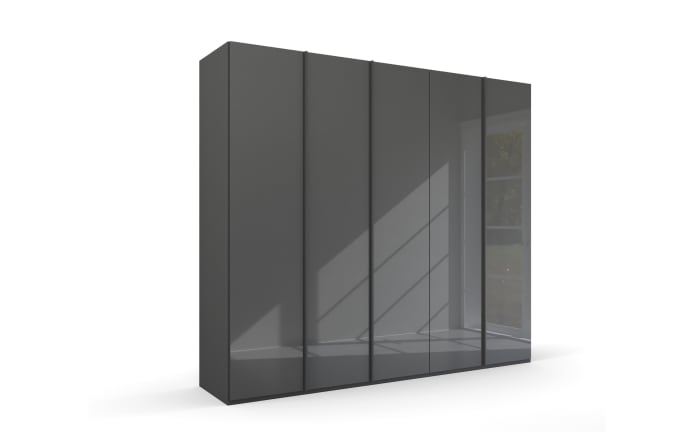 Drehtürenschrank Skat, graphit/Farbglas basalt, 251 223 cm-02