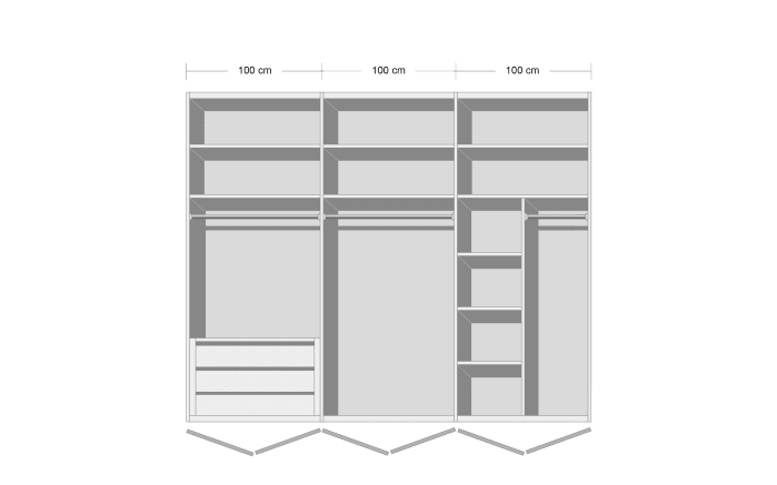 Drehtürenkleiderschrank Montclar, alpinweiß matt, 300 x 223 cm, inkl. umfangreicher Zusatzausstattung-05